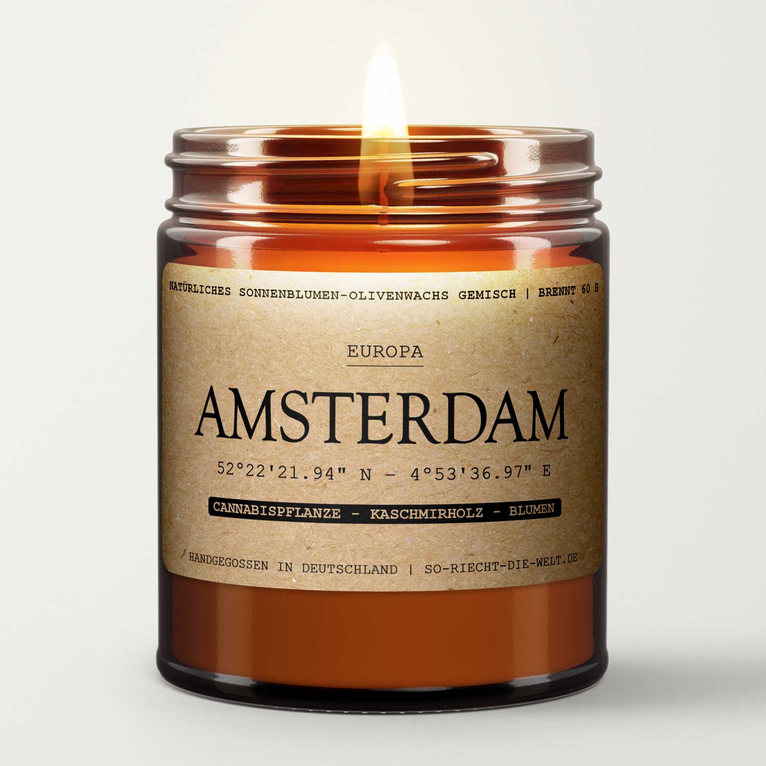 Amsterdam Duftkerze - Cannabispflanze | Kaschmirholz | Blumen-1