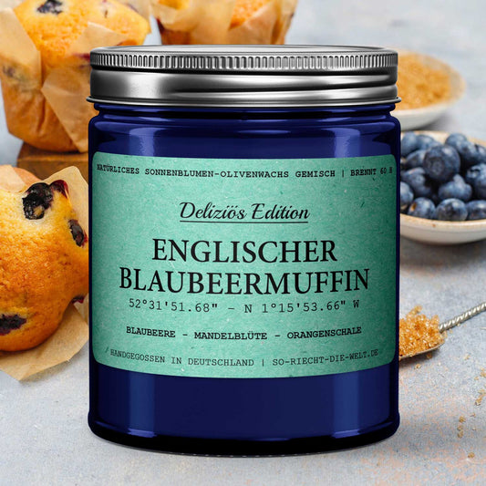 Englischer Blaubeermuffin Duftkerze - Deliziös Edition - Blaubeere | Mandelblüte | Orangenschale-0