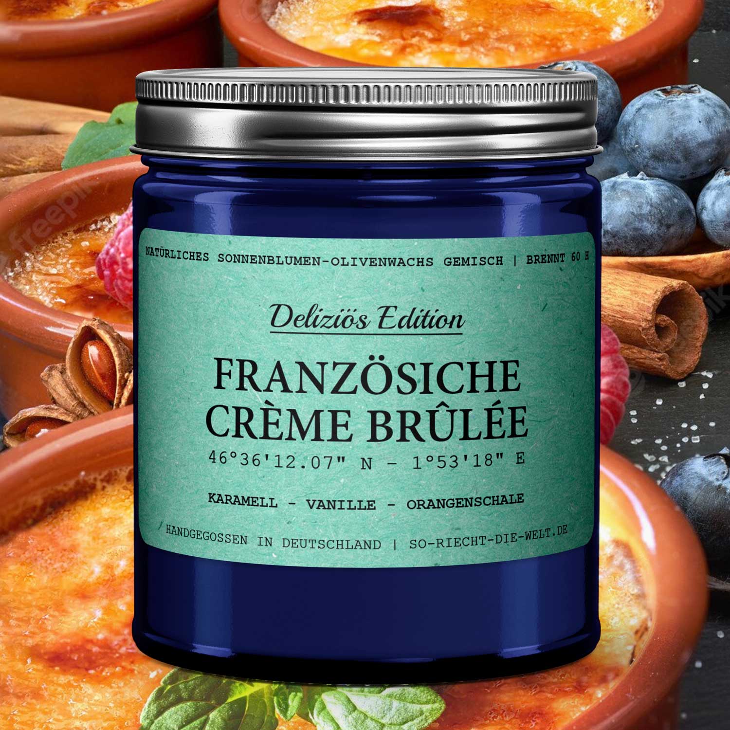 Französische Crème Brûlée Duftkerze - Deliziös Edition - Karamell | Vanille | Orangenschale-0