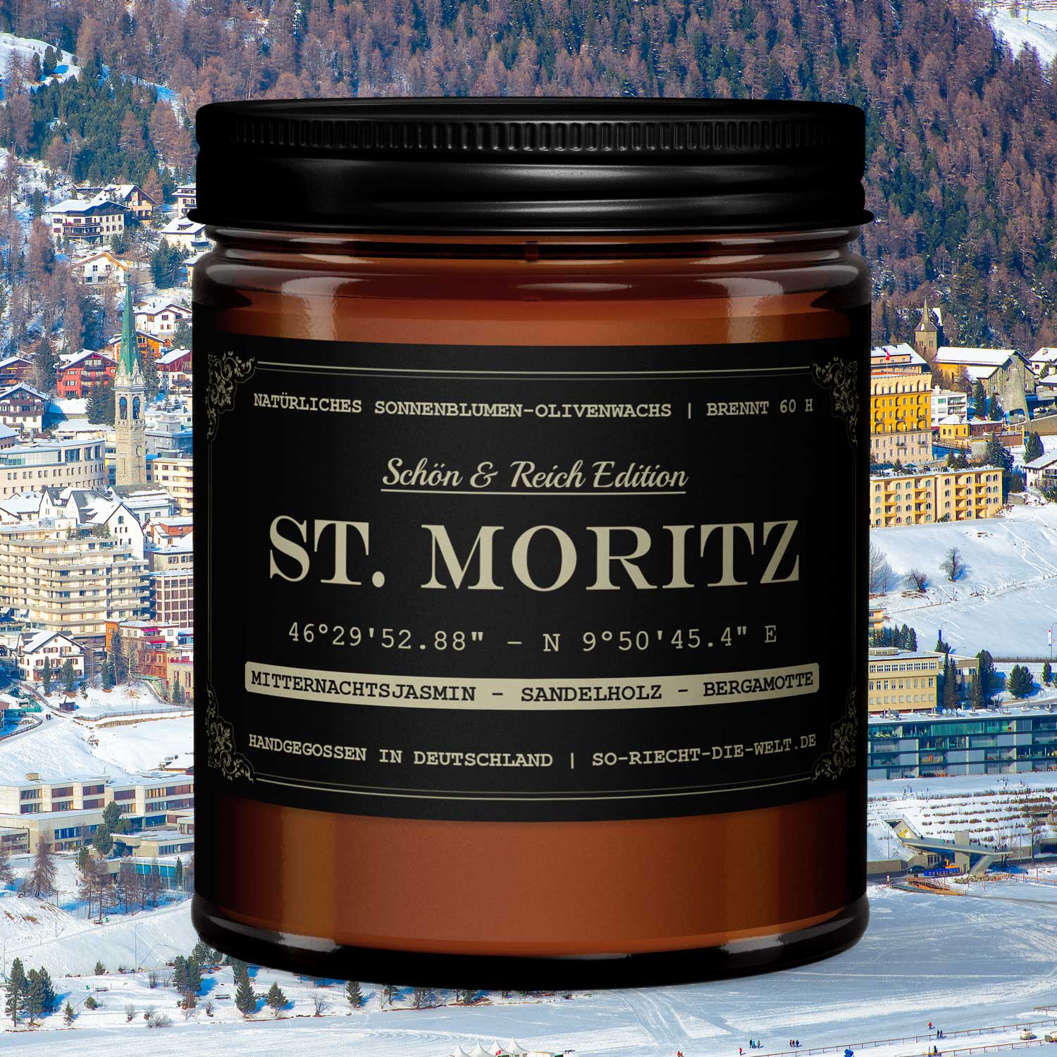 St. Moritz Kerze - Schön & Reich Edition - Mitternachtsjasmin  | Sandelholz | Bergamotte-0